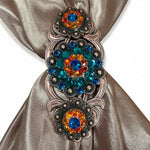Copper Capri - Fire Opal - Teal Crystal Conchos | Sizes 1"- 3" | Buckles | Saddle Set | Leather Rosettes | Slide