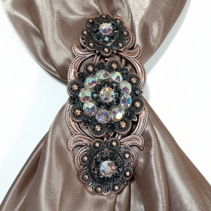 Copper Jet - AB Crystal Conchos | Sizes 1"- 3" | Buckles | Saddle Set | Leather Rosettes | Slide