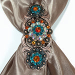 Copper Fire Opal - Teal - AB Crystal Conchos | Sizes 1"- 3" | Buckles | Saddle Set | Leather Rosettes | Slide
