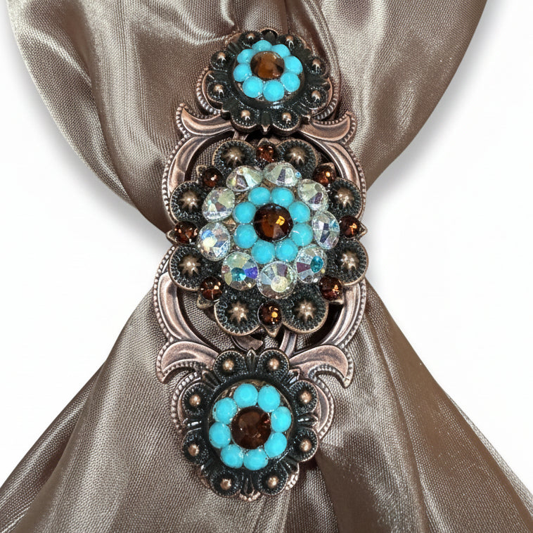 Copper Topaz - Turquoise - AB Crystal Conchos | Sizes 1"- 3" | Buckles | Saddle Set | Leather Rosettes | Slide