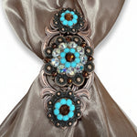 Copper Topaz - Turquoise - AB Crystal Conchos | Sizes 1"- 3" | Buckles | Saddle Set | Leather Rosettes | Slide