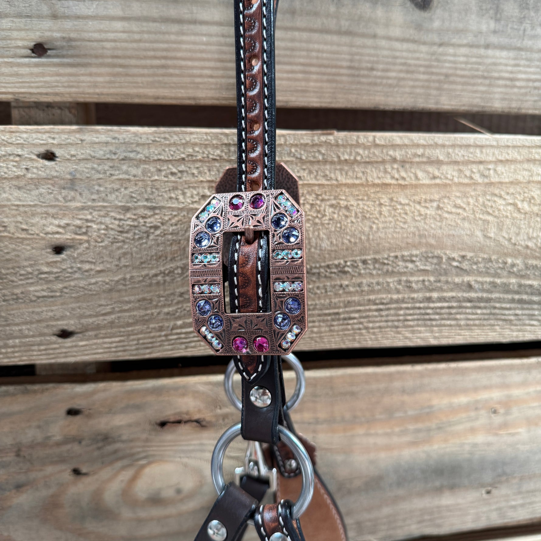 Flower Power Lariat & Leather Combo Halter #LH101