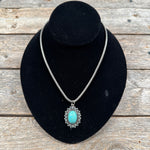 Floral Oval Fashion Turquoise Pendant Necklace