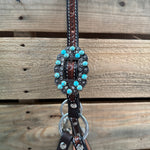 Flower Power Lariat & Leather Combo Halter #LH118