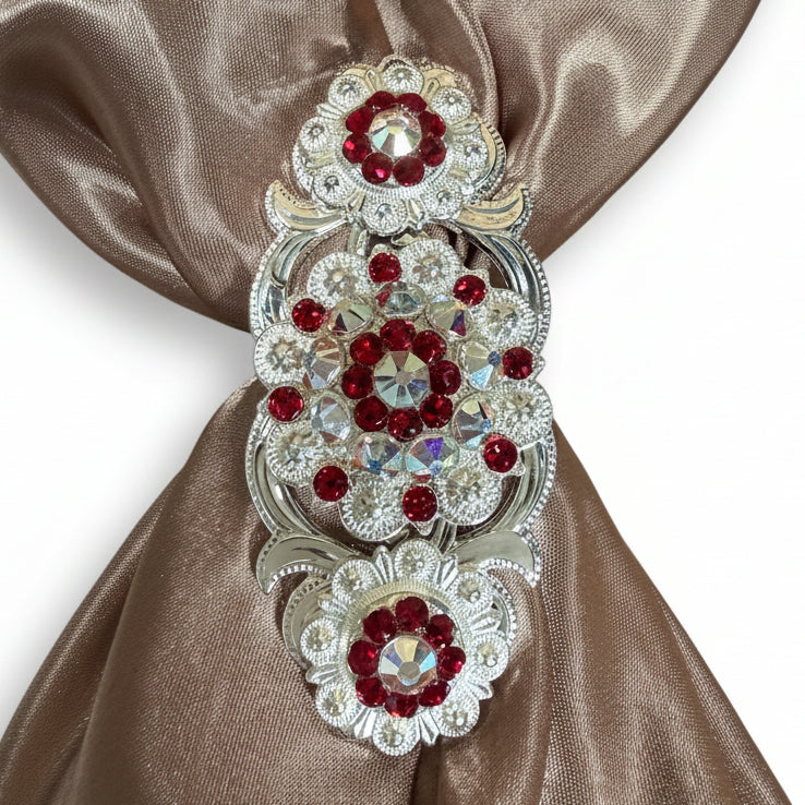 Bright Silver Ruby - AB Crystal Conchos | Sizes 1"- 3" | Buckles | Saddle Set | Leather Rosettes | Slide