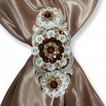 Bright Silver Topaz - Champagne Crystal Conchos | Sizes 1"- 3" | Buckles | Saddle Set | Leather Rosettes | Slide