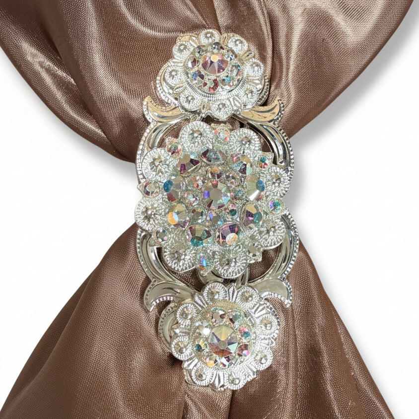 Bright Silver AB Crystal Conchos | Sizes 1"- 3" | Buckles | Saddle Set | Leather Rosettes | Slide