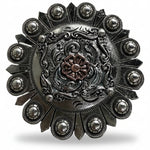 Antique Silver Square Floral Western Concho W247