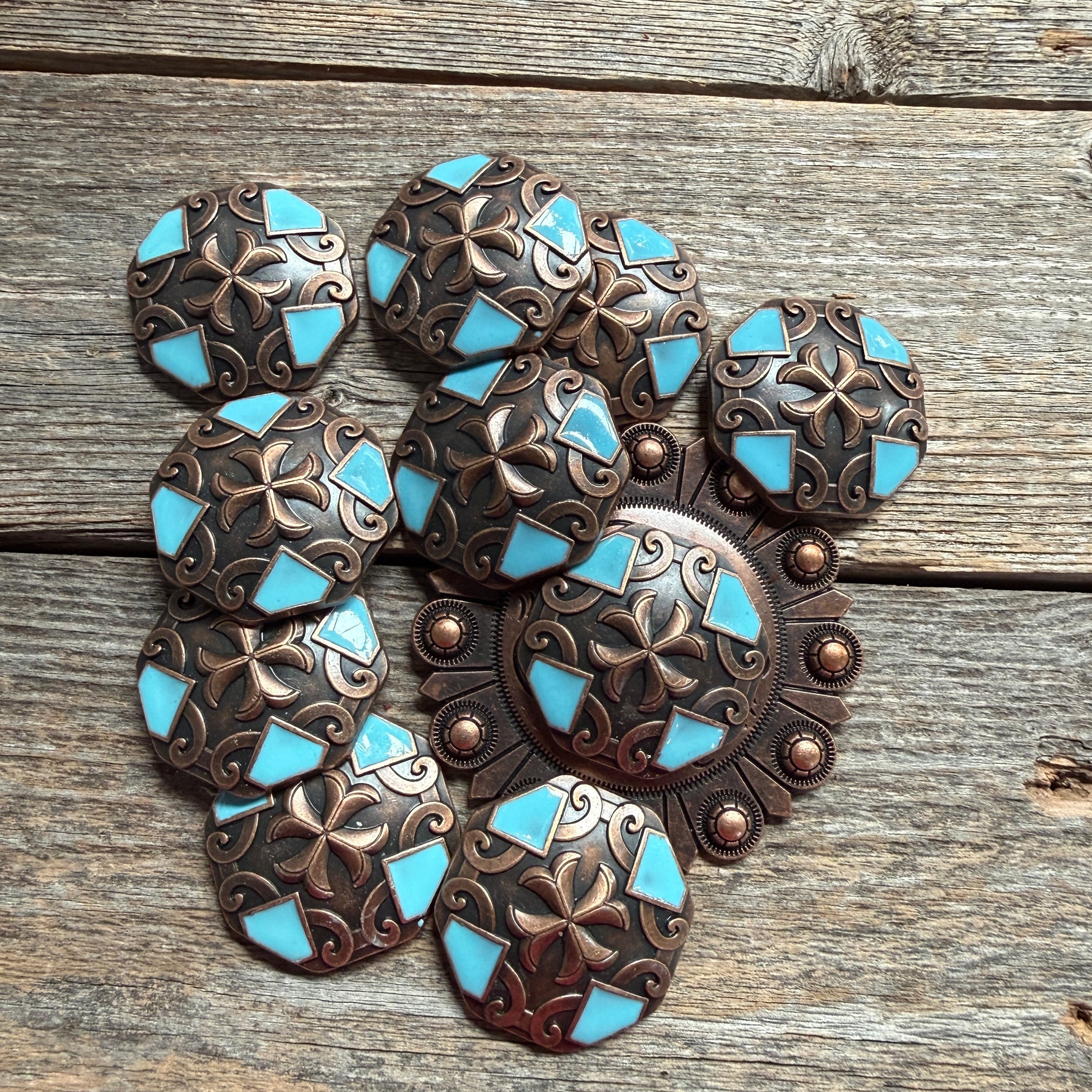 Copper Turquoise Western Concho W104