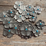 Antique Silver Flower Turquoise Western Concho W110