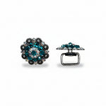 Antique Silver Teal - AB Crystal Conchos | Sizes 1"- 3" | Buckles | Saddle Set | Leather Rosettes | Slide
