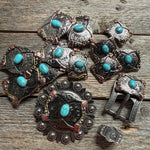 Antique Silver & Copper Turquoise Concho Concho W115