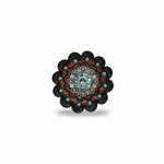Antique Silver Aqua  - Clear Crystal Conchos | Sizes 1"- 3" | Buckles | Saddle Set | Leather Rosettes | Slide