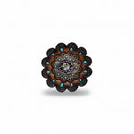 Antique Silver Amethyst - AB Crystal Conchos | Sizes 1"- 3" | Buckles | Saddle Set | Leather Rosettes | Slide