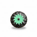 Copper & Antique Silver Turquoise Flower Western Concho W122
