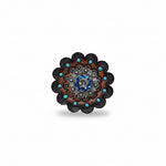 Antique Silver Capri - AB Crystal Conchos | Sizes 1"- 3" | Buckles | Saddle Set | Leather Rosettes | Slide