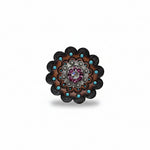 Antique Silver Fuchsia - AB Crystal Conchos | Sizes 1"- 3" | Buckles | Saddle Set | Leather Rosettes | Slide
