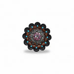 Antique Silver Pink - AB Crystal Conchos | Sizes 1"- 3" | Buckles | Saddle Set | Leather Rosettes | Slide