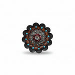 Antique Silver Ruby - AB Crystal Conchos | Sizes 1"- 3" | Buckles | Saddle Set | Leather Rosettes | Slide