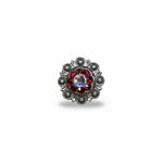 Antique Silver Ruby - AB Crystal Conchos | Sizes 1"- 3" | Buckles | Saddle Set | Leather Rosettes | Slide