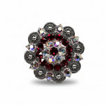 Antique Silver Ruby - AB Crystal Conchos | Sizes 1"- 3" | Buckles | Saddle Set | Leather Rosettes | Slide