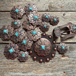 Copper Turquoise Western Concho W141