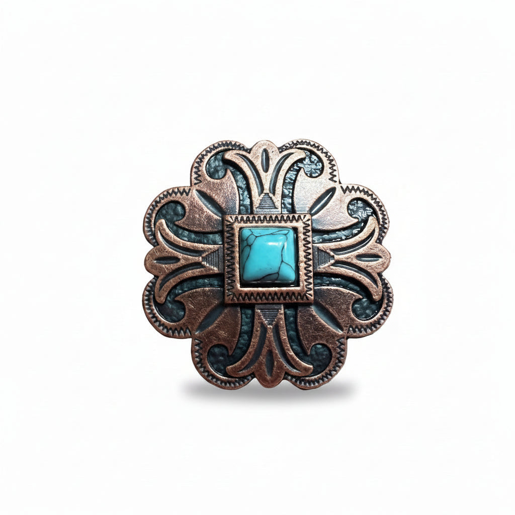Copper Turquoise Western Concho W141