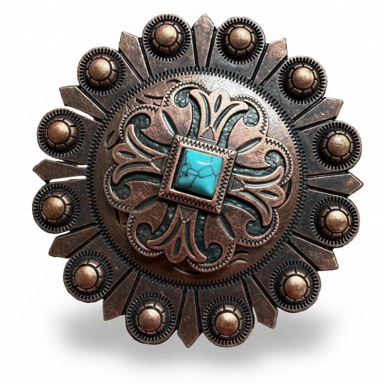 Copper Turquoise Western Concho W141