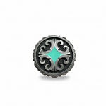 Turquiose Diamond Antique Silver Western Concho W148