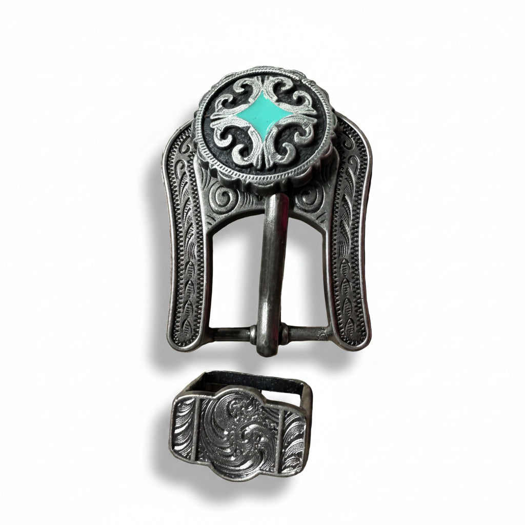 Turquiose Diamond Antique Silver Western Concho W148