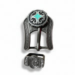 Turquiose Diamond Antique Silver Western Concho W148