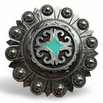 Turquiose Diamond Antique Silver Western Concho W148
