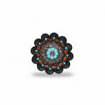 Antique Silver Turquoise - AB Crystal Conchos | Sizes 1"- 3" | Buckles | Saddle Set | Leather Rosettes | Slide