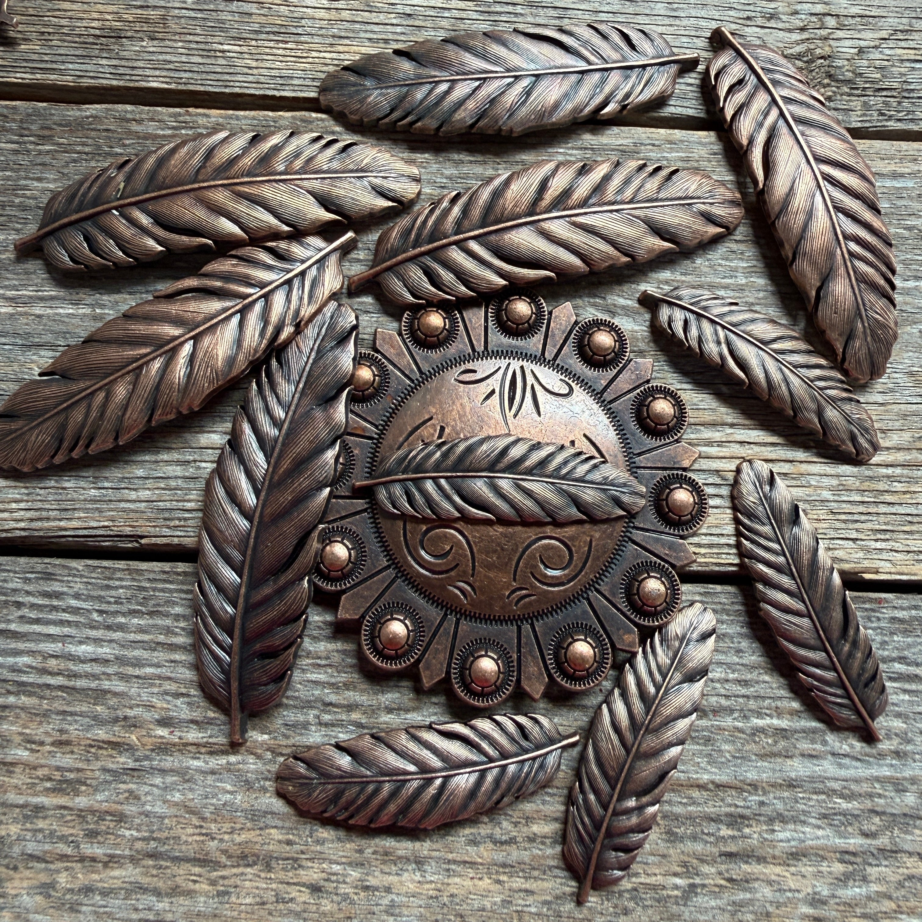 Copper Feather Western Concho W169