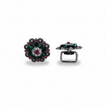 Antique Silver Fuchsia - Clear - Emerald  Crystal Conchos | Sizes 1"- 3" | Buckles | Saddle Set | Leather Rosettes | Slide