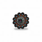 Antique Silver Fuchsia - Clear - Emerald  Crystal Conchos | Sizes 1"- 3" | Buckles | Saddle Set | Leather Rosettes | Slide
