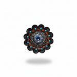 Antique Silver Light Sapphire - Clear - Lilac Crystal Conchos | Sizes 1"- 3" | Buckles | Saddle Set | Leather Rosettes | Slide
