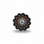 Antique Silver Clear Crystal Conchos | Sizes 1"- 3" | Buckles | Saddle Set | Leather Rosettes | Slide
