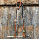 Light Oil Basketweave Turquoise and Cross One Ear Tack Set  #OEBC659