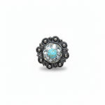 Antique Silver Turquoise - Clear Crystal Conchos | Sizes 1"- 3" | Buckles | Saddle Set | Leather Rosettes | Slide