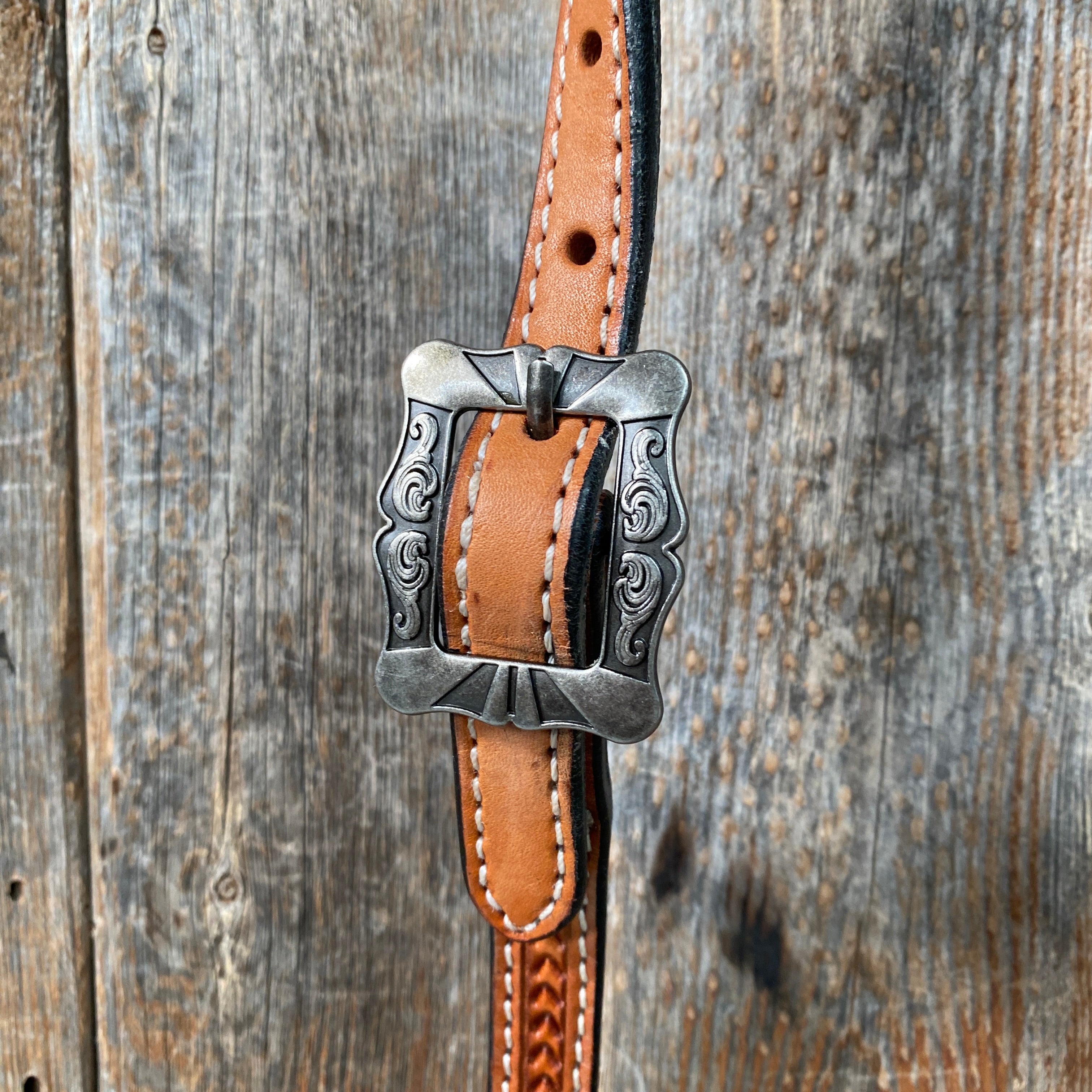 Light Oil Basketweave Turquoise and Cross One Ear Tack Set  #OEBC659