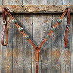 Light Oil Basketweave Turquoise and Cross One Ear Tack Set  #OEBC659