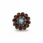 Antique Silver Turquoise - Clear Crystal Conchos | Sizes 1"- 3" | Buckles | Saddle Set | Leather Rosettes | Slide