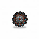 Antique Silver Tie Dye Crystal Conchos | Sizes 1"- 3" | Buckles | Saddle Set | Leather Rosettes | Slide