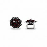 Antique Silver Ruby - Jet Crystal Conchos | Sizes 1"- 3" | Buckles | Saddle Set | Leather Rosettes | Slide