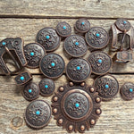 Copper Turquoise Western Concho W180