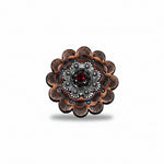 Antique Silver Ruby - Jet Crystal Conchos | Sizes 1"- 3" | Buckles | Saddle Set | Leather Rosettes | Slide