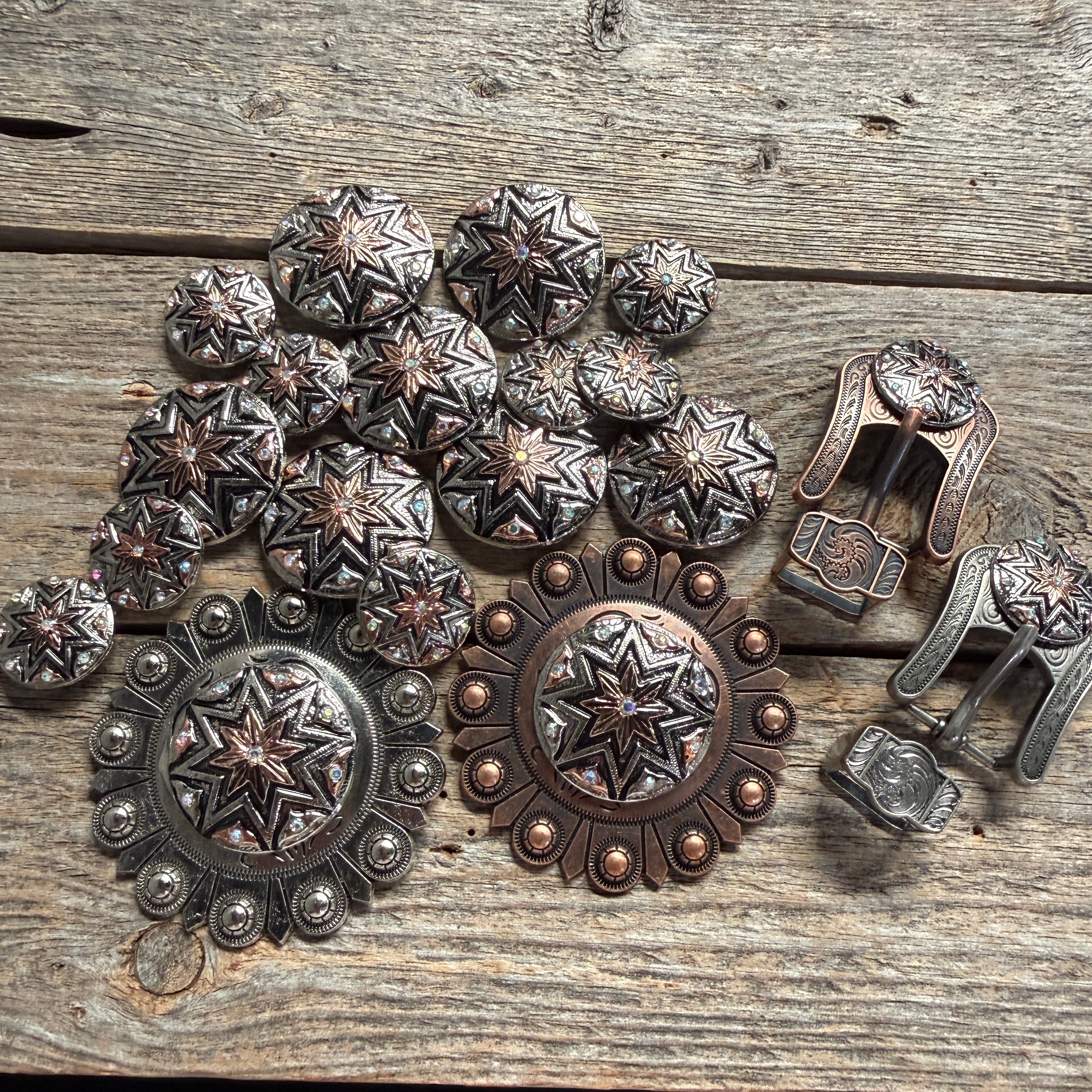 Starburst Antique Silver Western Concho W185