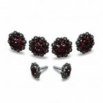 Antique Silver Ruby - Jet Crystal Conchos | Sizes 1"- 3" | Buckles | Saddle Set | Leather Rosettes | Slide