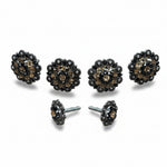 Antique Silver Champagne - Jet Crystal Conchos | Sizes 1"- 3" | Buckles | Saddle Set | Leather Rosettes | Slide